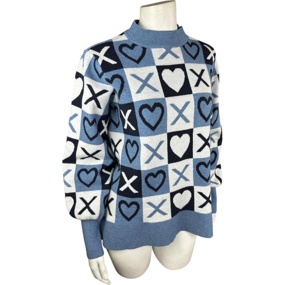 Studio Park X Courtney Khondabi Heart Sweater Blue Small Valentine Winter - Picture 5 of 12
